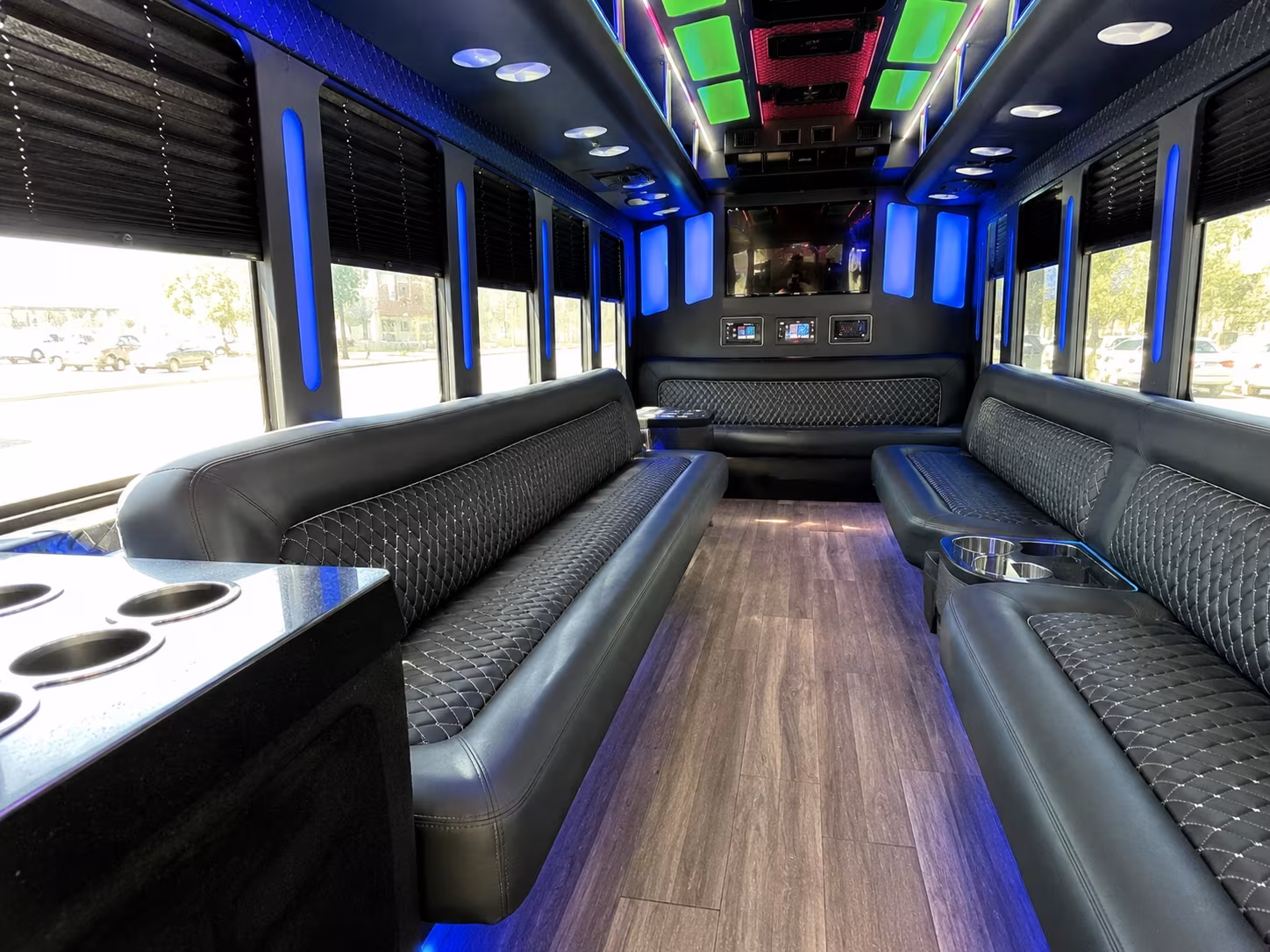greensboro 15 passenger party bus inside