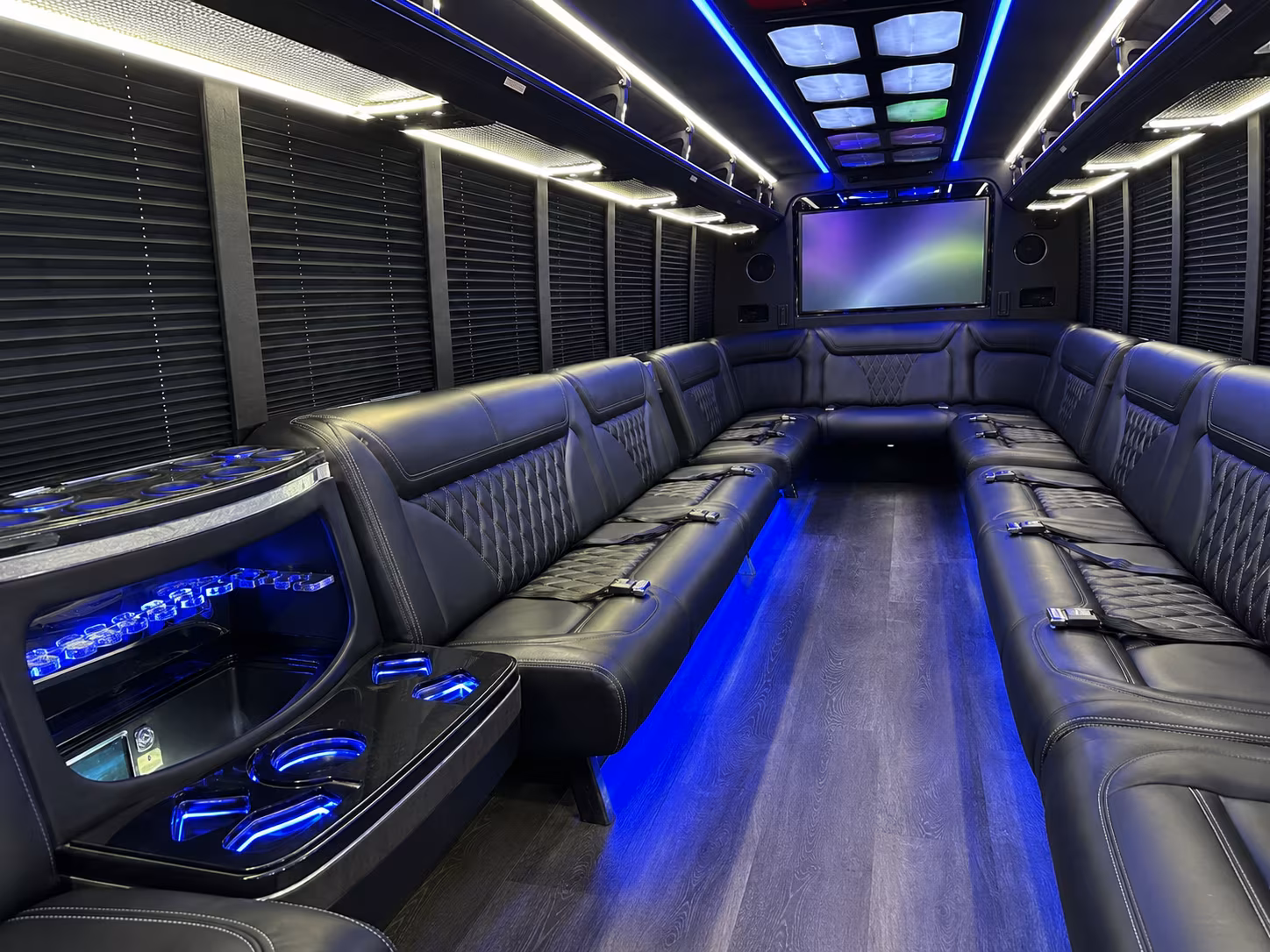 greensboro 20 passenger party bus inside