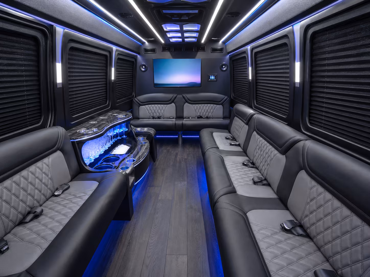 greensboro 25 passenger party bus inside