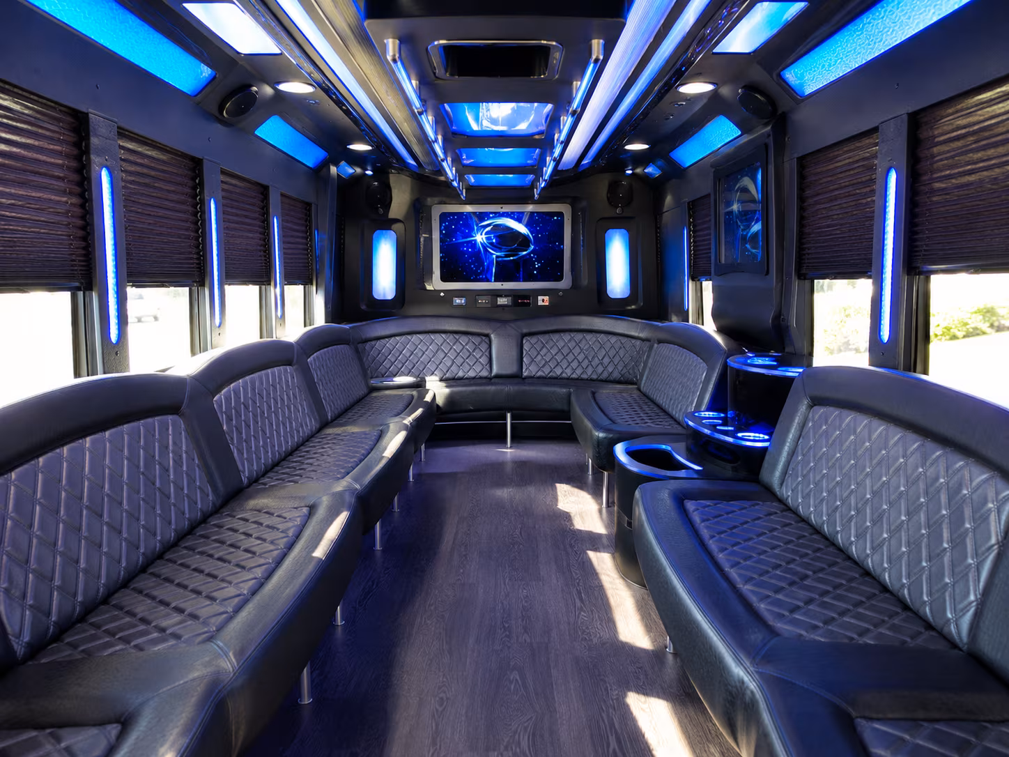 greensboro 28 passenger party bus inside