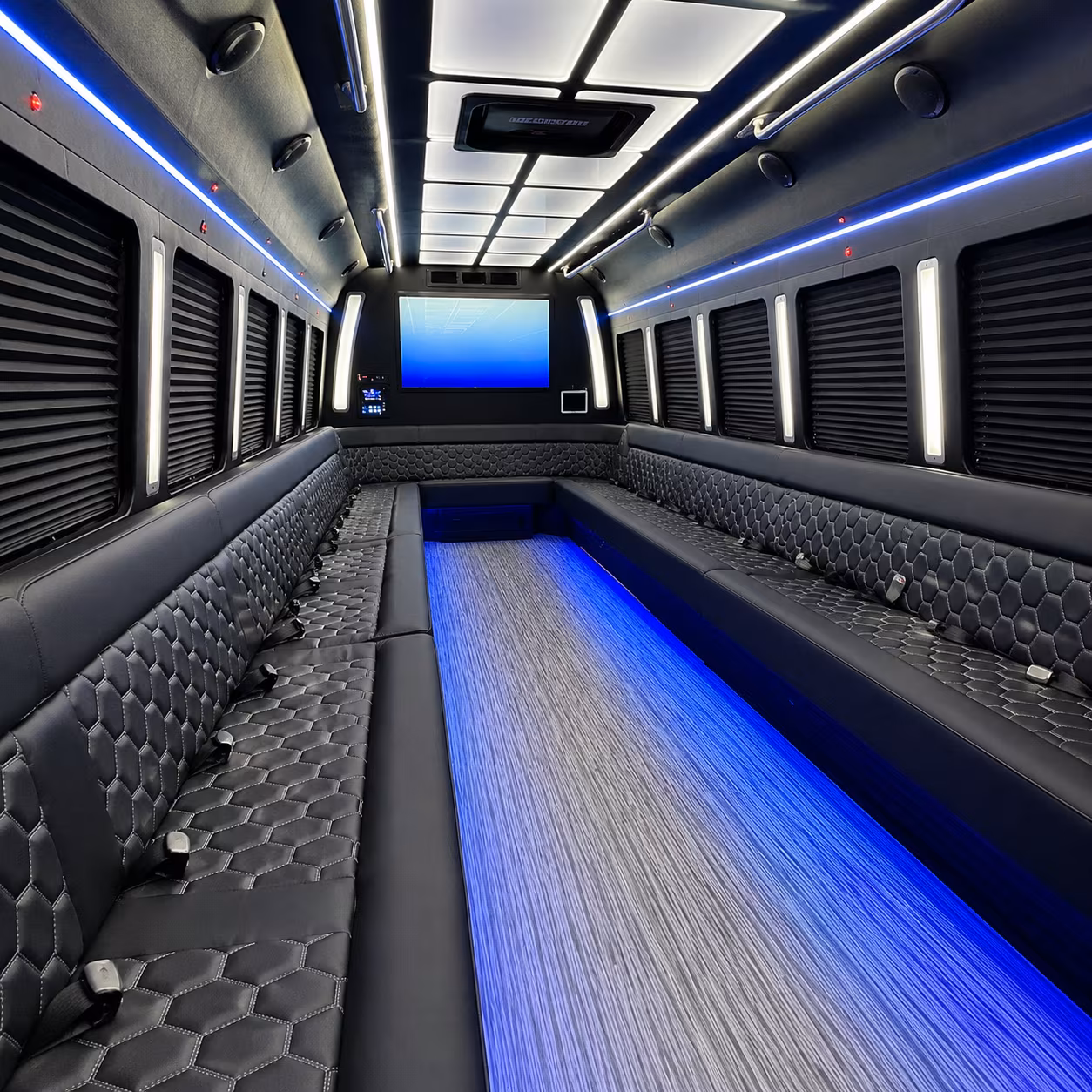 greensboro 50 passenger party bus inside